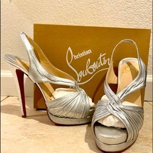 Christian Louboutin Fortuna 39 Silver Slingback